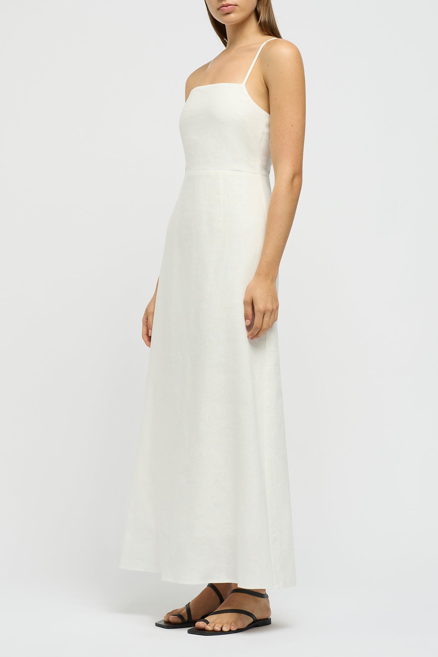 The Linen Tie Back Midi Dress