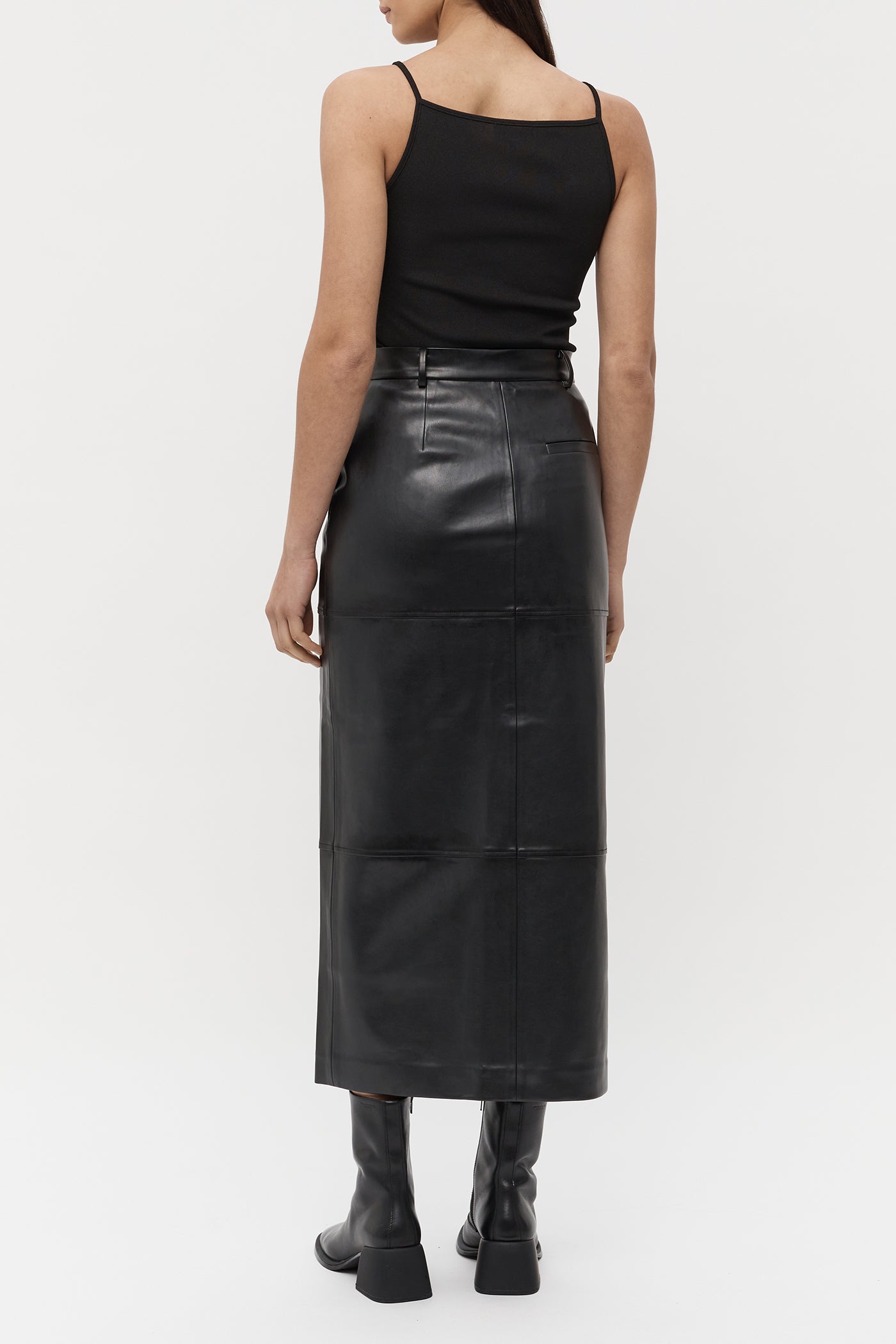 The Vegan Leather Midi Skirt