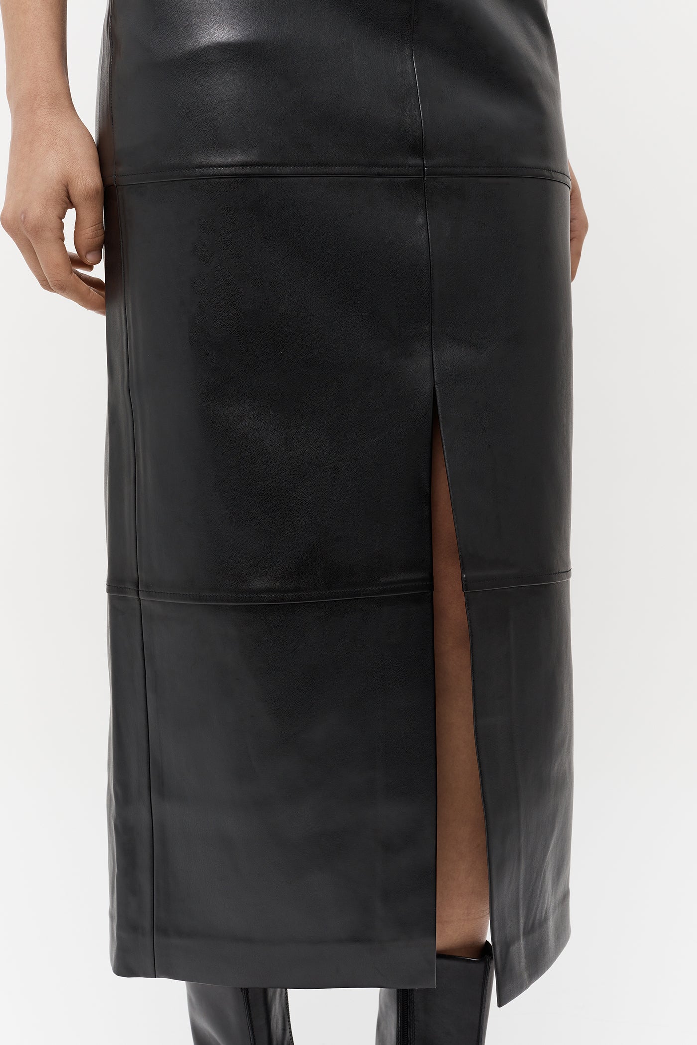 The Vegan Leather Midi Skirt